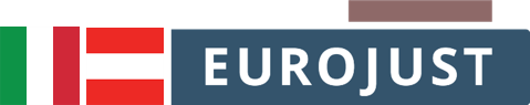 Italian and Austrian flags, Eurojust logo